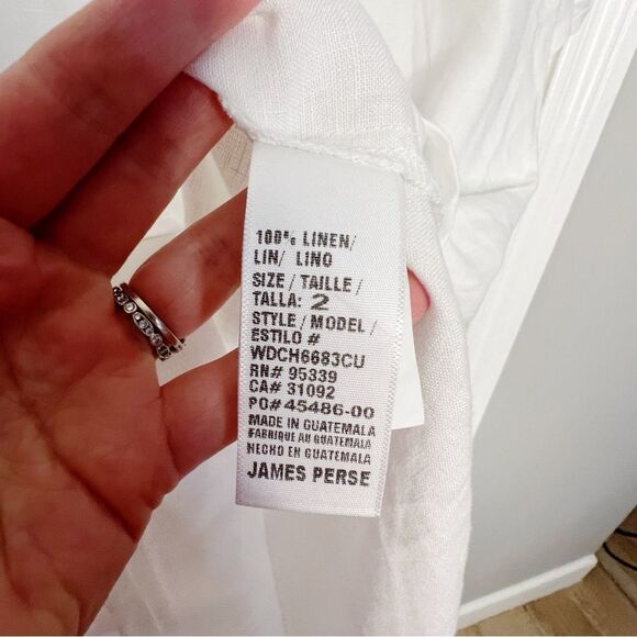JAMES PERSE 100% Linen Mini Shirtdress White Size 2 Medium - Picture 7 of 10